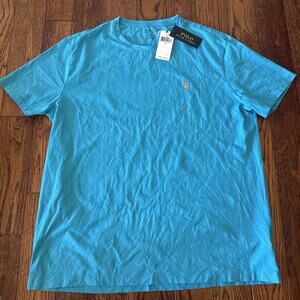 NEW Polo Ralph Lauren Standard Fit Jersey Crewneck T-Shirt Blue Men's Large Logo